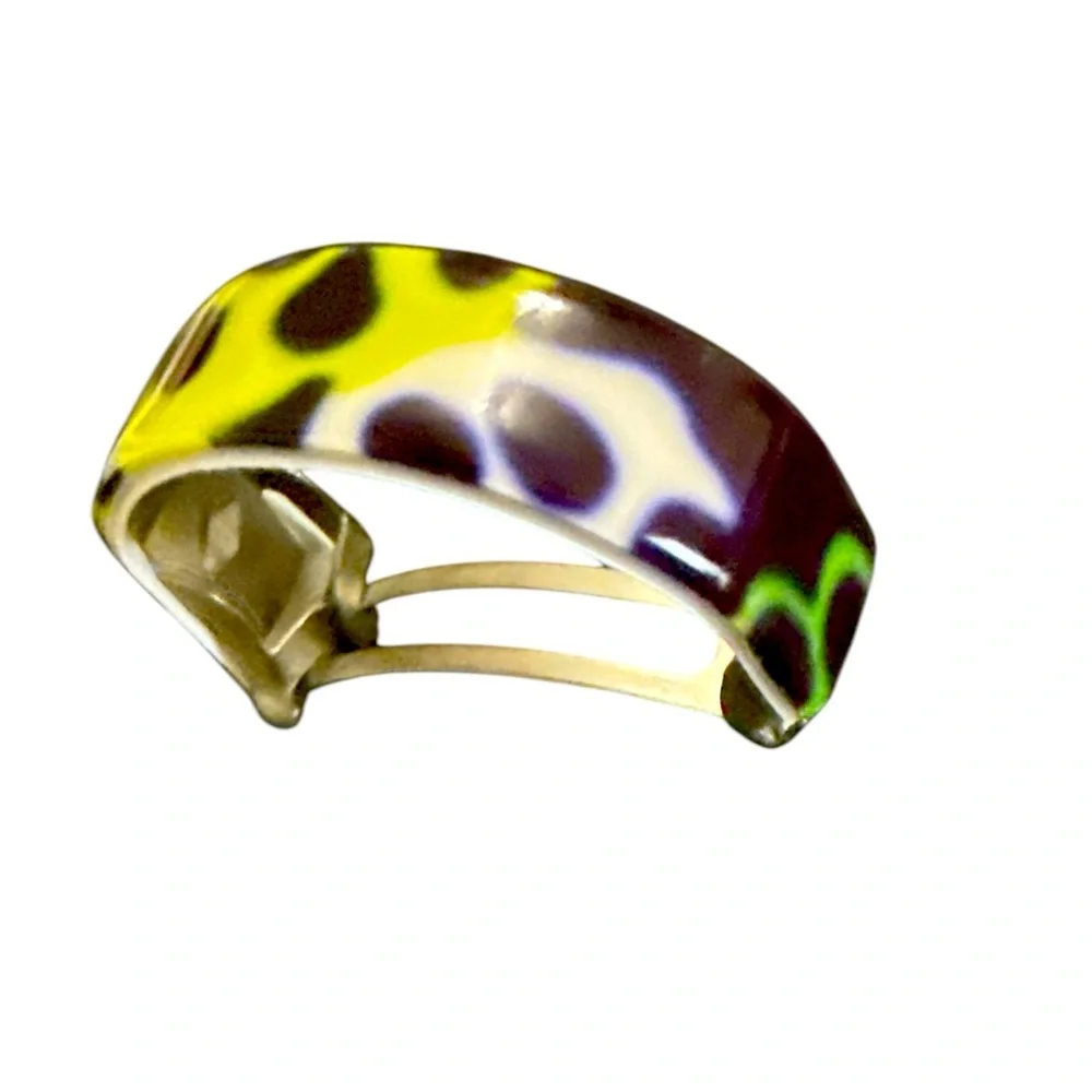 1960’s‎ Vintage French Ponytail Holder Hair Clip Multi-Colored Neon Animal Print